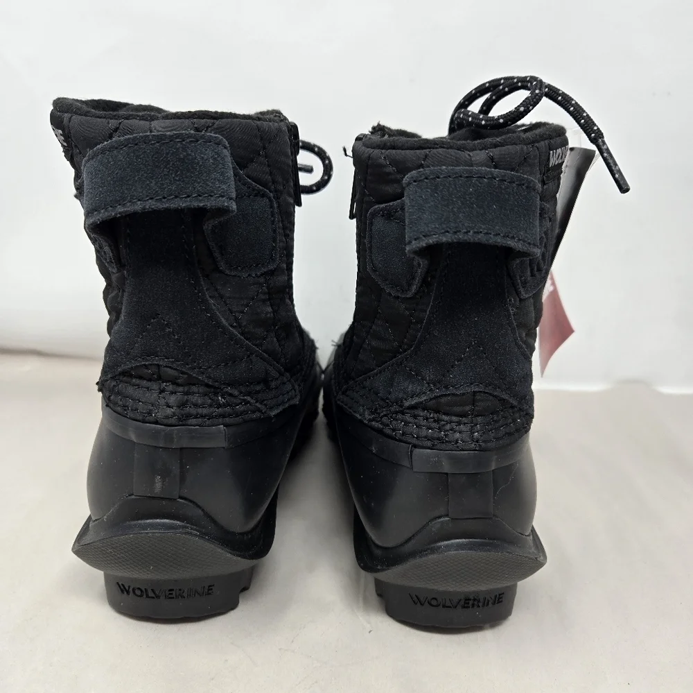 Wolverine Womens Winter Boots Sz 9.5M Waterproof Lace-Zip Up Quilted Nylon Black
